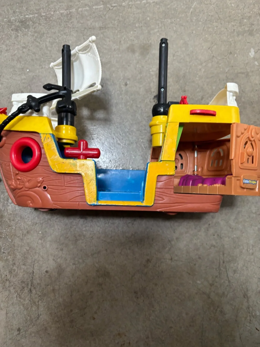 Kids Pirate Ship Playset in Yellow and Brown - Imaginative Playset